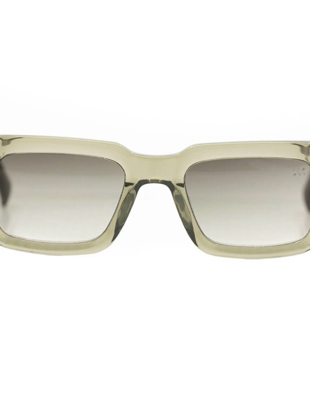 Rectangular Transparent Olive Frame Sunglasses with Gradient Lenses